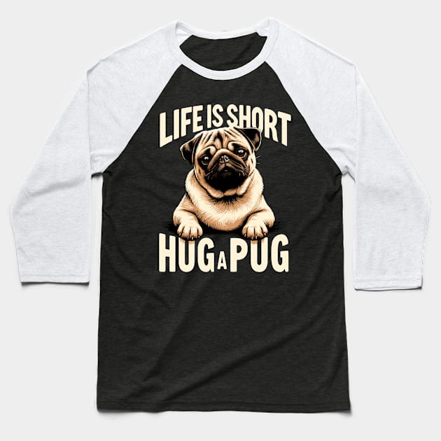 Hug A Pug | Dog Mom Gift Baseball T-Shirt by Indigo Lake